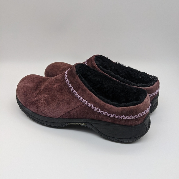 Merrell Women's Suede Dark Purple Clogs Shoes Size 8 - Picture 2 of 8